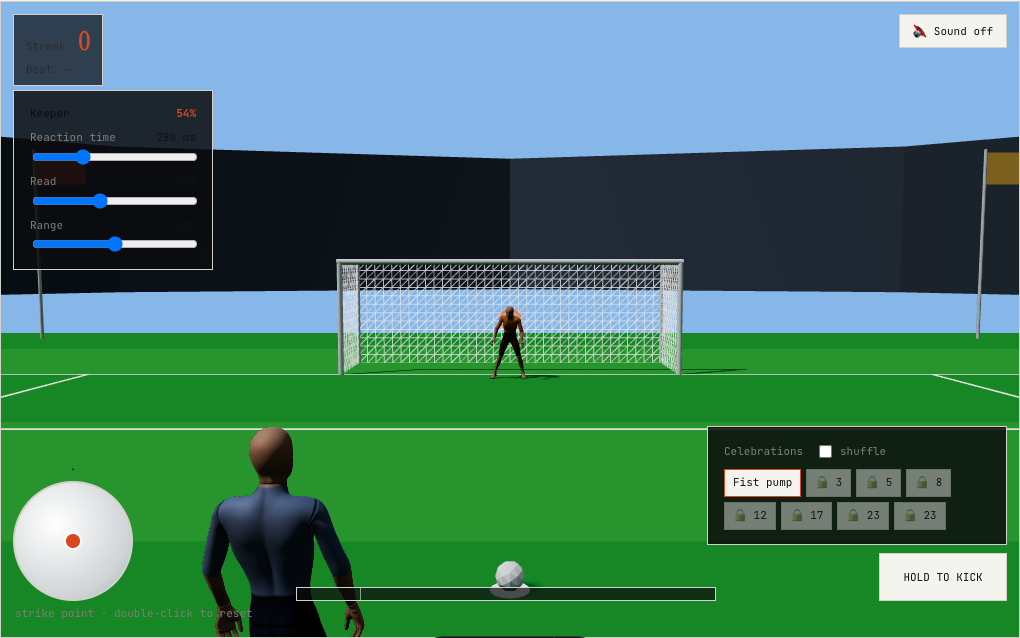 Screenshot of the Top Bins free-kick game